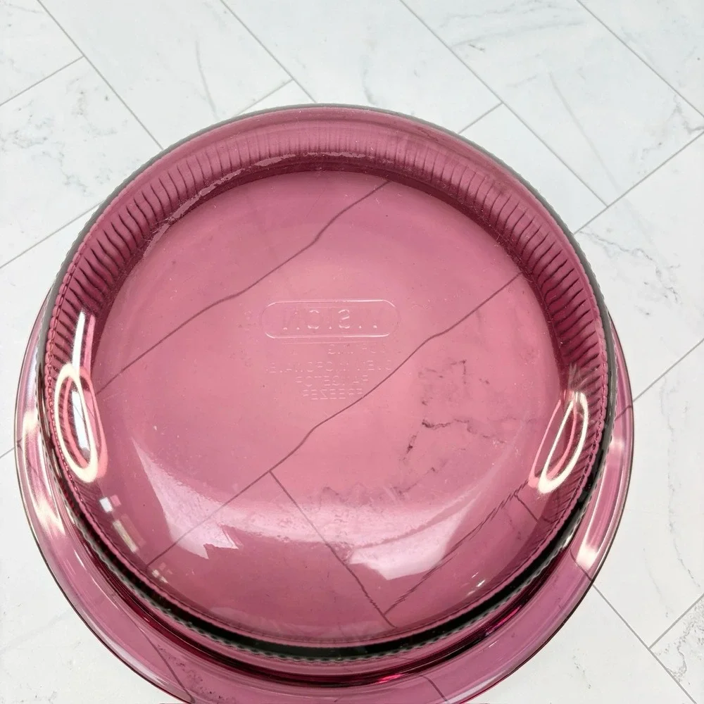 Corning Visions Cranberry Red 1 Qt Casserole Dish V-31-B with Lid -Vintage